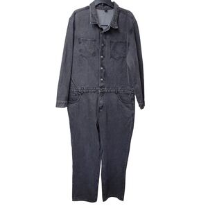 MANFINITY Denim Mechanic‎ Overalls Coverall Long Sleeve Black Faded 2XL